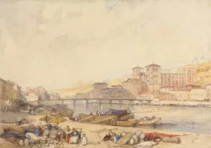 Lyons from Quayside on the Rhone by James Duffield Harding Lyons from Quayside on the Rhone by James Duffield Harding Oil Painting