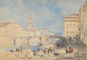 Ponte Santa Trinita, Florence by James Duffield Harding Ponte Santa Trinita, Florence by James Duffield Harding Oil Painting