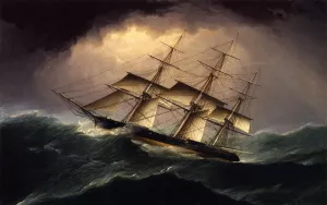 Clipper in a Heavy Sea by James E Buttersworth Oil Painting