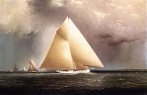 Gracie, Vision and Cornelia rounding Sandy Hook in the New York Yacht Club Regatta of June 11, 1874 painting by James E Buttersworth
