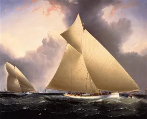 Mayflower Leading Galatea, America's Cup 1886 by James E Buttersworth Oil Painting