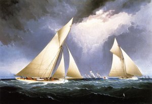 Mayflower Leading Puritan, America's Cup Trial Race, 1886