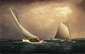 New York Bay by James E Buttersworth - Oil Painting Reproduction