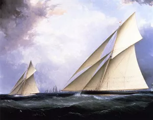 Puritan and Genesta, America's Cup 1885 by James E Buttersworth - Oil Painting Reproduction