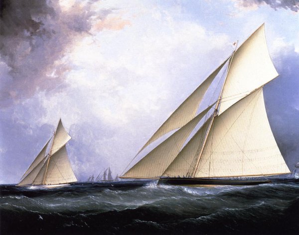 Puritan and Genesta, America's Cup 1885 by James E Buttersworth - Hand-Painted Oil Painting Reproduction