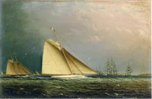 Puritan Racing Off of Staten Island by James E Buttersworth Oil Painting