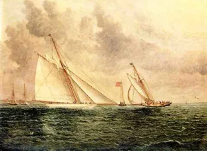 Racing Scene Off Bay Ridge by James E Buttersworth - Oil Painting Reproduction
