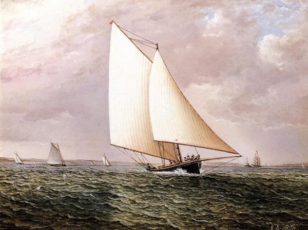 Rival off Bay Ridge by James E Buttersworth - Hand-Painted Oil Painting Reproduction