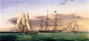 Ships off Castle Garden by James E Buttersworth - Oil Painting Reproduction