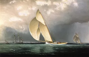 The Bark 'Marblehead' Coming into Port by James E Buttersworth - Oil Painting Reproduction