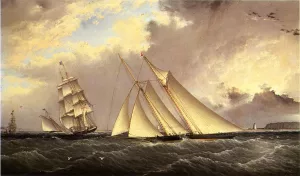 The Dauntless off Sandy Hook painting by James E Buttersworth
