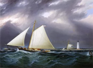 The Match between the Yachts Vision and Meta - Rough Weather by James E Buttersworth Oil Painting