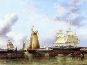 The 'N.B.Palmer' at Anchor off Staten Island by James E Buttersworth Oil Painting