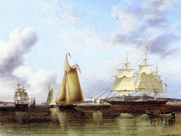 Main Product Photo of The 'N.B.Palmer' at Anchor off Staten Island Painting by James E Buttersworth