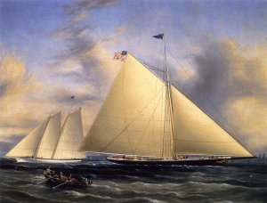 The Sloop 'Maria' Racing the Schooner Yacht 'America,' May 1851 by James E Buttersworth Oil Painting
