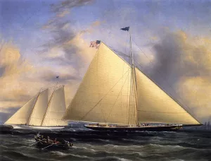 The Sloop 'Maria' Racing the Schooner Yacht 'America,' May 1851 by James E Buttersworth Oil Painting