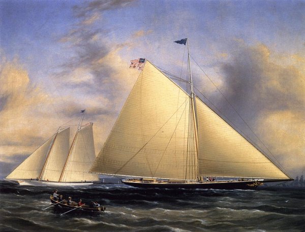 Main Product Photo of The Sloop 'Maria' Racing the Schooner Yacht 'America,' May 1851 Painting by James E Buttersworth