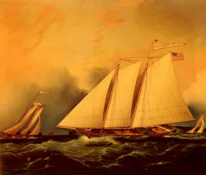Under Full Sail by James E Buttersworth Oil Painting