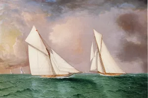 Vigilant and Valkyrie II in the 1893 America's Cup Race by James E Buttersworth - Oil Painting Reproduction