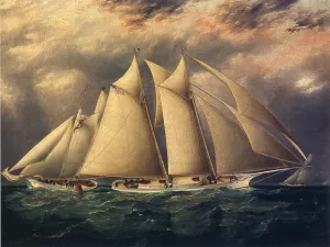 Yacht 'Alice' Rounding the Buoy by James E Buttersworth - Oil Painting Reproduction