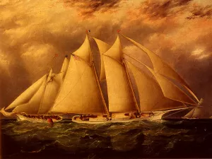 Yacht Alice Rounding The Buoy by James E Buttersworth Oil Painting