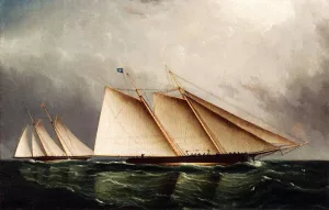 Yacht 'Dauntless' Racing Toward Victory by James E Buttersworth Oil Painting