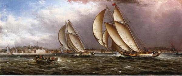 Main Product Photo of Yacht Race in Gloucester Harbor Painting by James E Buttersworth