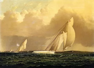 Yacht Race in New York Harbor by James E Buttersworth Oil Painting