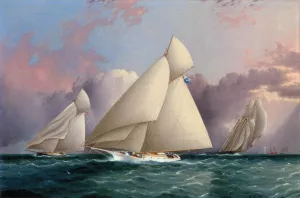 Yacht 'Sappho' Beating to the Wind painting by James E Buttersworth