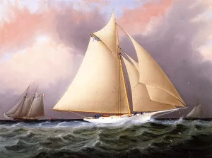 Yacht under Full Sail by James E Buttersworth Oil Painting