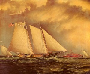 Yachting Off Castle Garden by James E Buttersworth Oil Painting