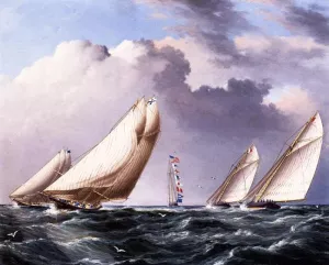 Yachts Rounding the Mark painting by James E Buttersworth