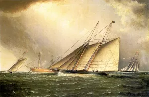 Yachts Rounding the Nore Light Ship in the English Channel by James E Buttersworth Oil Painting