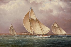 Yachting in Boston Harbor by James Edward Buttersworth Oil Painting