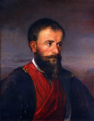 Man in Red Shawl Collar by James Edward Freeman Oil Painting