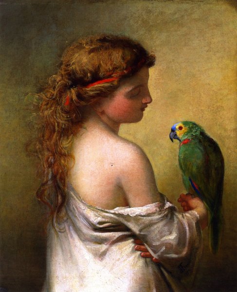 Main Product Photo of The Princess Prattles to Her Parrot Painting by James Edward Freeman