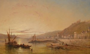 On The Rhine by James Edwin Meadows Oil Painting