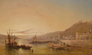 On The Rhine by James Edwin Meadows Oil Painting