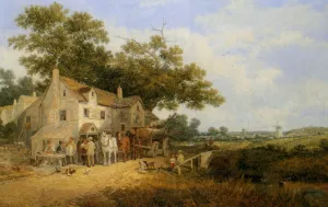 Outside the Woodmans Arms by James Edwin Meadows Oil Painting