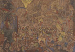 De intocht van Christus te Brussel by James Ensor Oil Painting