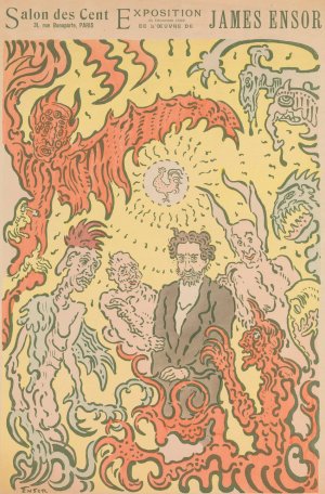 Demons Teasing Me; Poster for the James Ensor Exhibition at the Salon des Cent in Paris by James Ensor Oil Painting