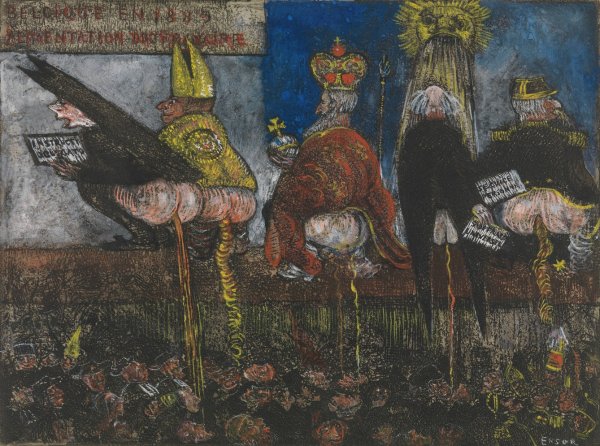 Doctrinal Nourishment  by James Ensor - Hand-Painted Oil Painting Reproduction