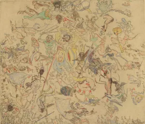 Duivels rossen engelen en aartsengelen af Oil painting by James Ensor