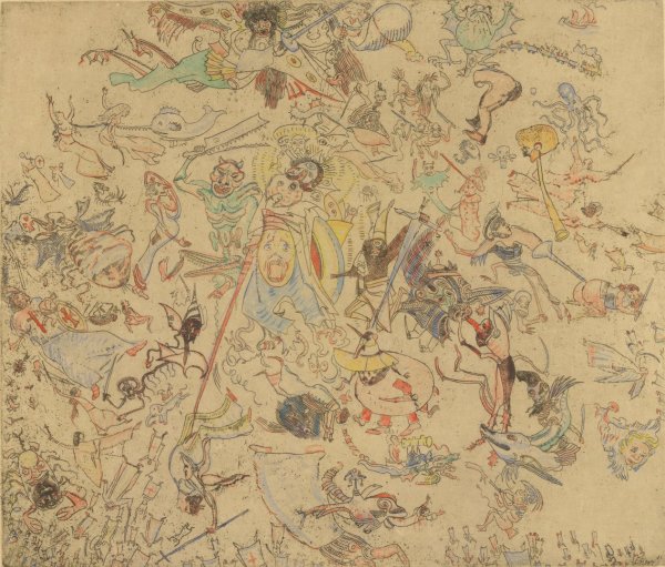 Duivels rossen engelen en aartsengelen af  by James Ensor - Hand-Painted Oil Painting Reproduction