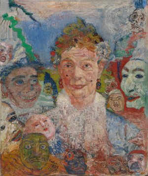 Old Lady with Masks Oil painting by James Ensor
