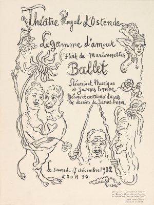 Programma van de opvoering van het ballet 'La Gamme d'Amour'- Schouwburg Oostende 17 december 1932 by James Ensor Oil Painting
