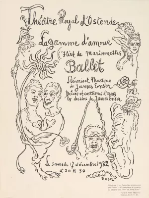 Programma van de opvoering van het ballet 'La Gamme d'Amour'- Schouwburg Oostende 17 december 1932 by James Ensor Oil Painting
