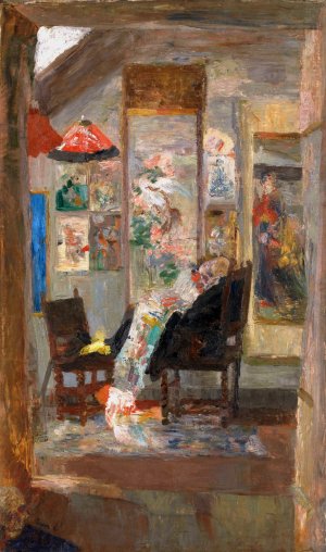 Skeleton Looking at Chinoiseries by James Ensor Oil Painting