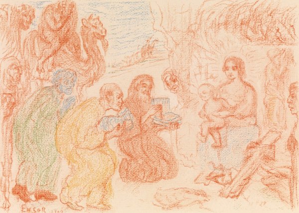 The Adoration of the Magi  by James Ensor - Hand-Painted Oil Painting Reproduction