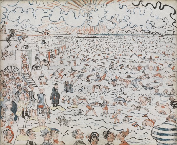 The Beach at Ostende  by James Ensor - Hand-Painted Oil Painting Reproduction